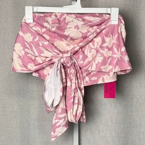 HYperfire pink & white floral wrap strapless shirt NWT
